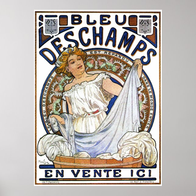 Póster Alphonse Mucha Poster: Art Nouveau - Bleu Deschamp (Frente)