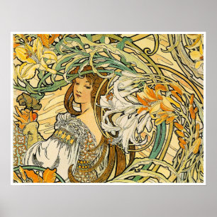 Póster Alphonse Mucha Poster: El lenguaje de las flores