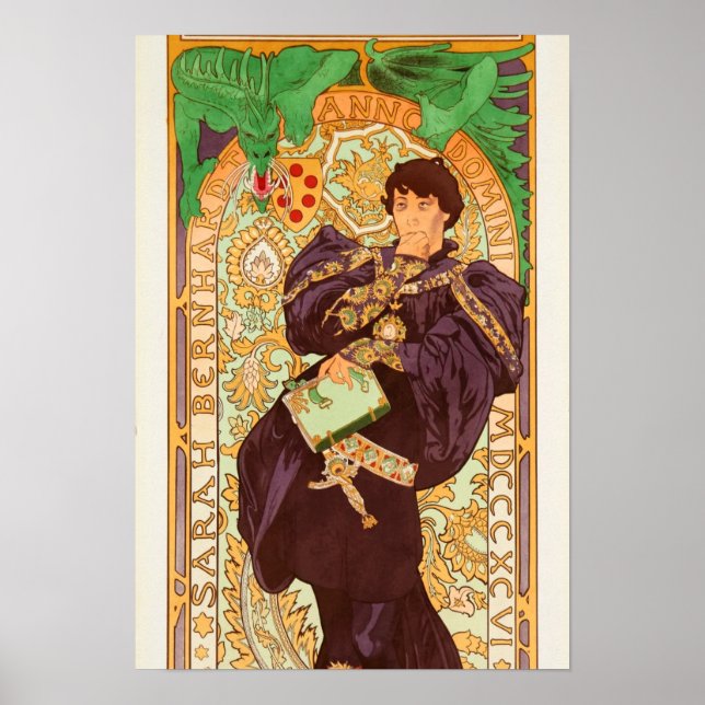 Póster Alphonse Mucha Prince y Dragon (Frente)