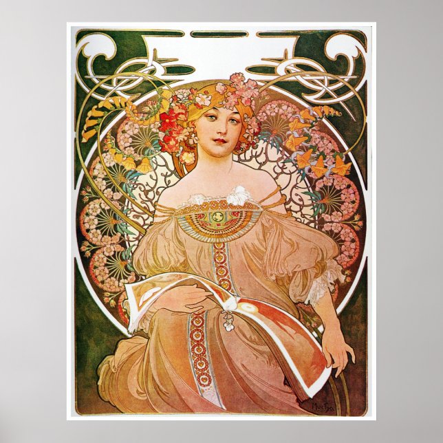 Póster Alphonse Mucha, Reverie/Daydream, 1896. (Frente)
