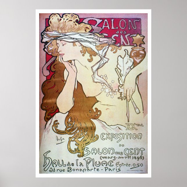 Póster Alphonse Mucha. Salon Des Cent, 1896 (Frente)