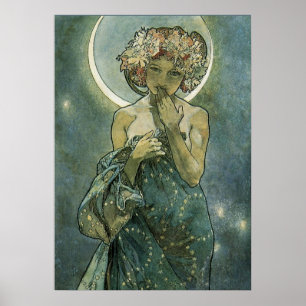 Póster Alphonse Mucha Sorprendente Mujer Art Nouveau #18