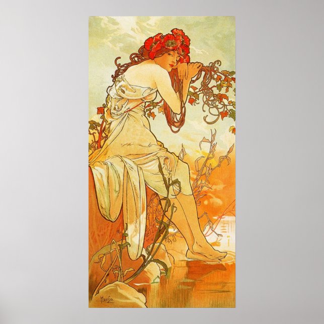 Póster Alphonse Mucha Summer Poster (Frente)