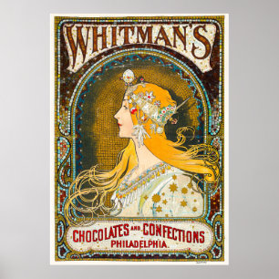 Póster Alphonse Mucha vincula el anuncio de Whitman