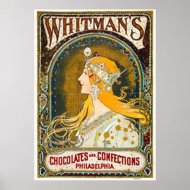 Póster Alphonse Mucha vincula el anuncio de Whitman (Frente)