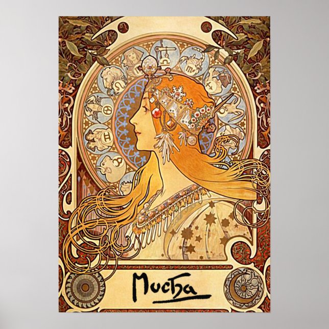 Póster Alphonse Mucha - Zodiac (Frente)