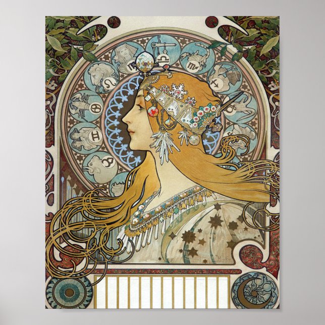 Póster Alphonse Mucha Zodiac restaurado (Frente)