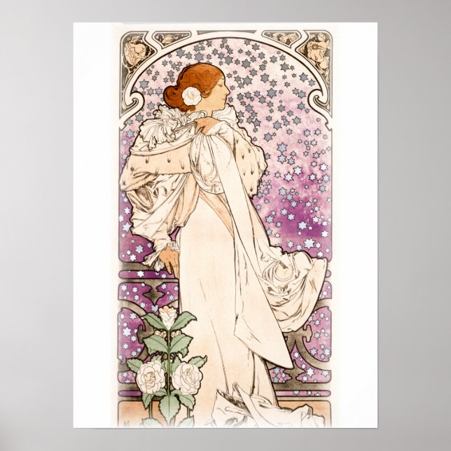 Póster Alphonse Mucha | Zodiaque | La dame, aux camelias (Frente)