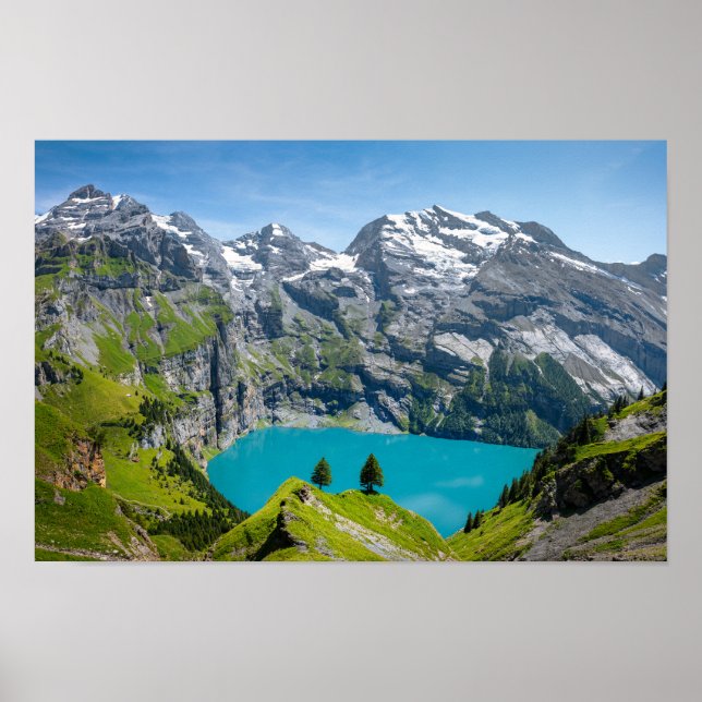 Póster Alpine lake Oeschinensee in Switzerland (Frente)