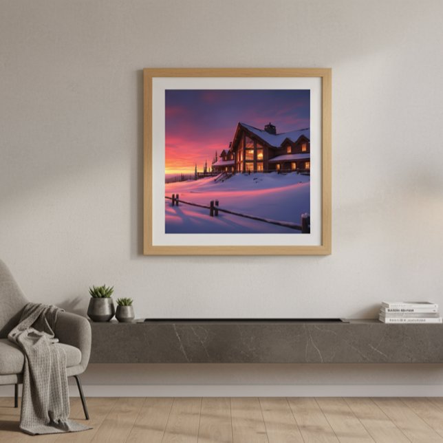 Póster Alpine Sunset Lodge Cozy Winter (Subido por el creador)