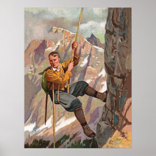 Póster Alpinist está escalando en la montaña