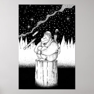 Póster Alpinista en una noche estrellada.