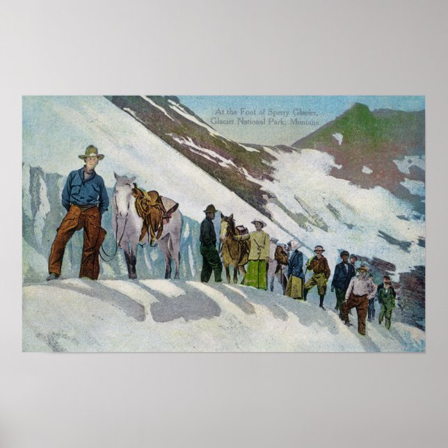 Póster Alpinistas a los pies del glaciar de esperry (Frente)
