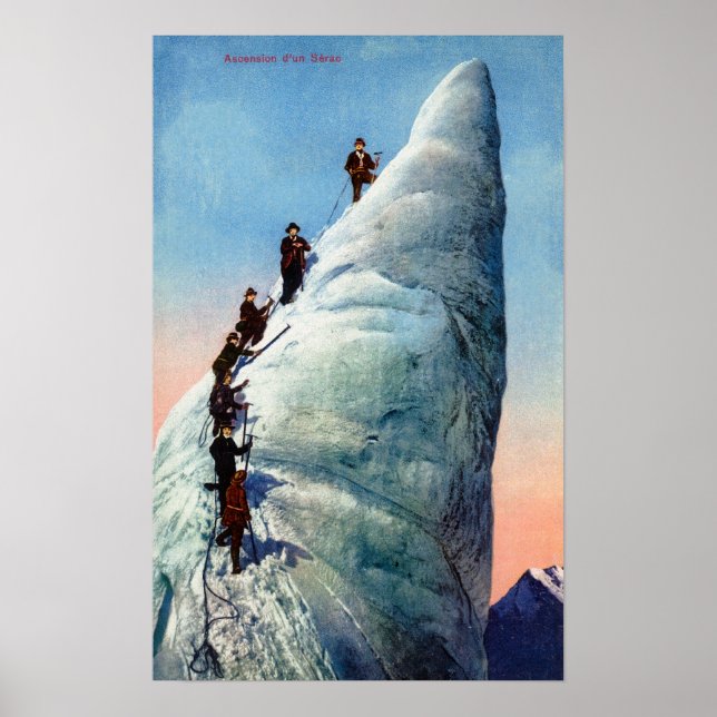 Póster Alpinistas de montaña intentando ascender a un ser (Frente)