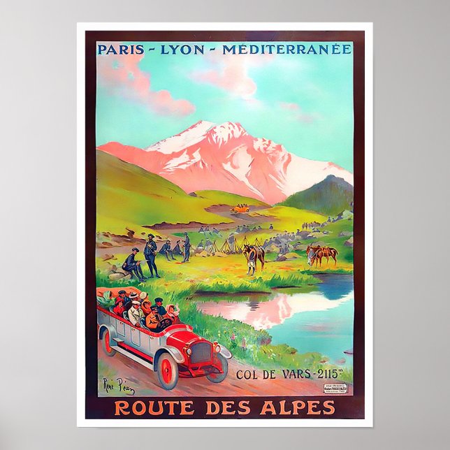 Póster Alps Tour Francia Viaje vintage (Frente)