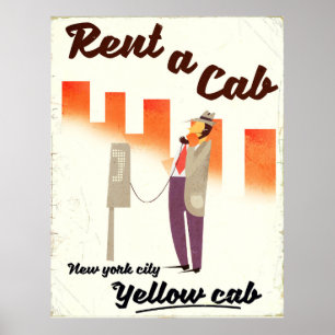 Póster ¡Alquila un cangrejo! Poster de taxi amarillo NYC