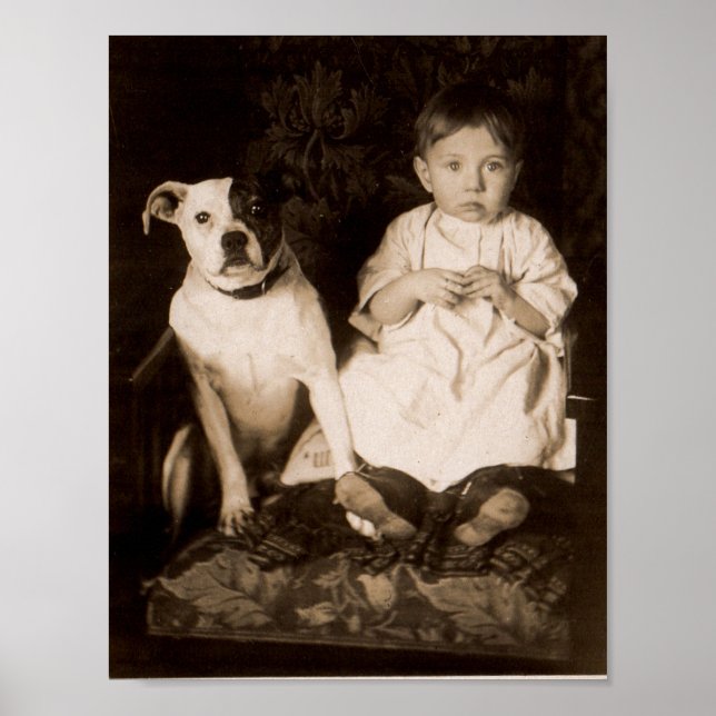 Póster alrededor de 1910 pitbull y baby RPPC (Frente)