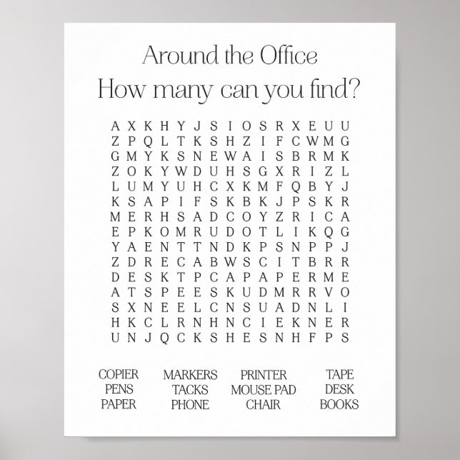 Póster Alrededor del Poster de Office Word Search (Frente)