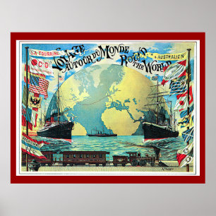 Póster Alrededor del viaje del mundo, viaje 1890 del