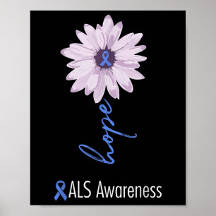 Póster Als Awareness Month Cinta de Girasol Azul Als Warr