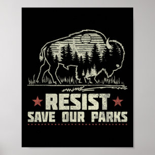Póster Alt Us National Park Resist Service Bison Buffalo