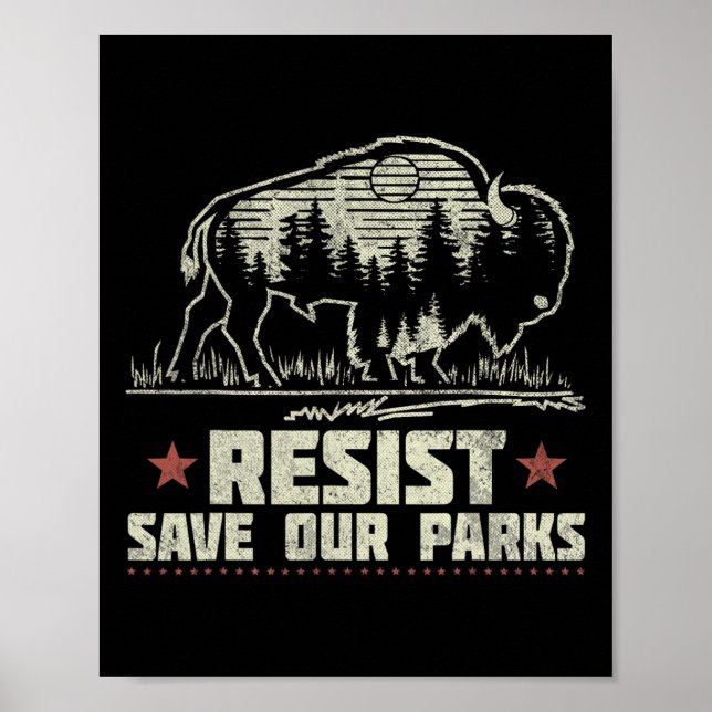 Póster Alt Us National Park Resist Service Bison Buffalo (Frente)