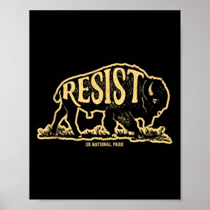Póster Alt Us National Park Resist Service Bison Buffalo