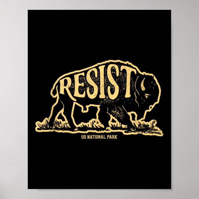 Póster Alt Us National Park Resist Service Bison Buffalo (Frente)