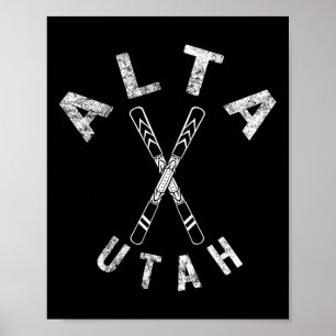 Póster Alta Ski Utah Recuerdo Esquiador Esquí Snowboard M