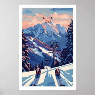 Póster Alta Utah Ski Lift Mountain View Poster - Dramatic