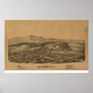 Póster Altamont New York 1889 Mapa Panorámico Antiguo