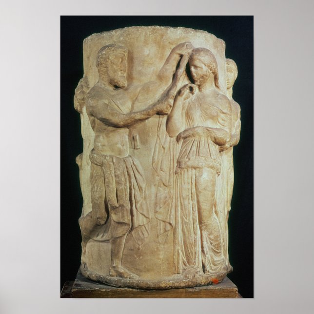 Póster altar cilíndrico que representa el sacrificio de A (Frente)