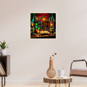Póster Altar de Bruja Diseño de Infusión Mística Nocturna