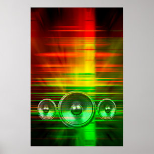 Póster Altavoces coloridos de la música