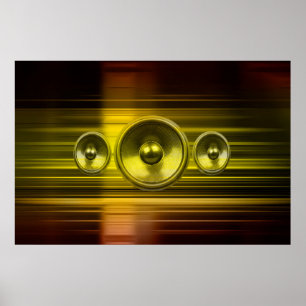 Póster Altavoces de música con rachas de oro