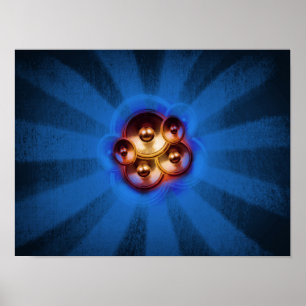 Póster Altavoces de música y explosión de sol