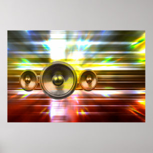 Póster Altavoces de música y luces de fiesta