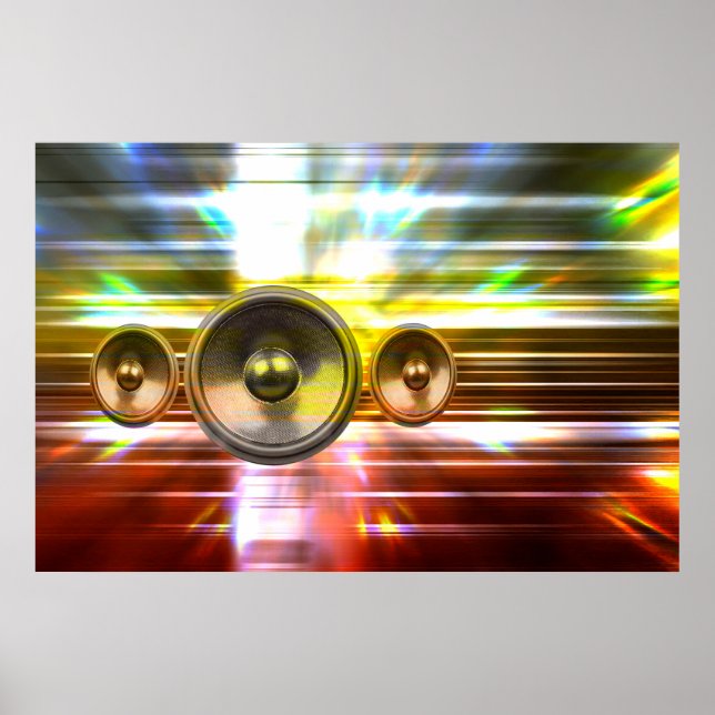 Póster Altavoces de música y luces de fiesta (Frente)