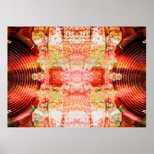 Póster Altavoces musicales en una pared rota