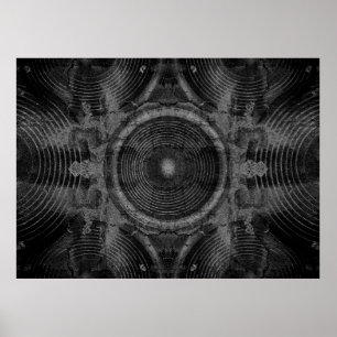 Póster Altavoces musicales en una pared rota