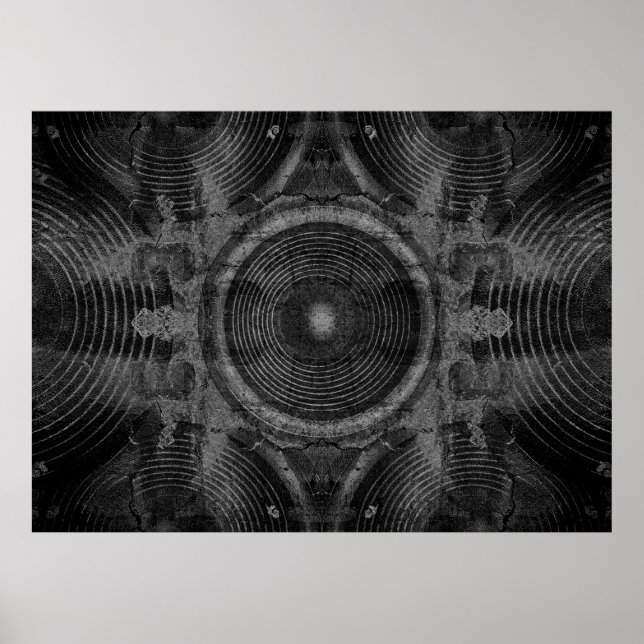 Póster Altavoces musicales en una pared rota (Frente)