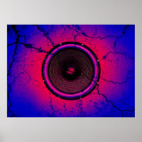 Altavoz musical en una pared rota