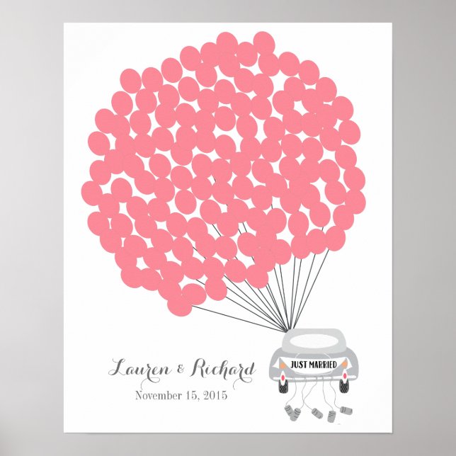 Póster Alternativa de libro de bodas con globos rojos (Frente)