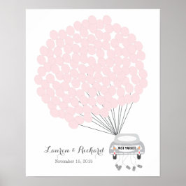 Póster Alternativa de libro de bodas con globos rosados