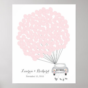 Póster Alternativa de libro de bodas con globos rosados