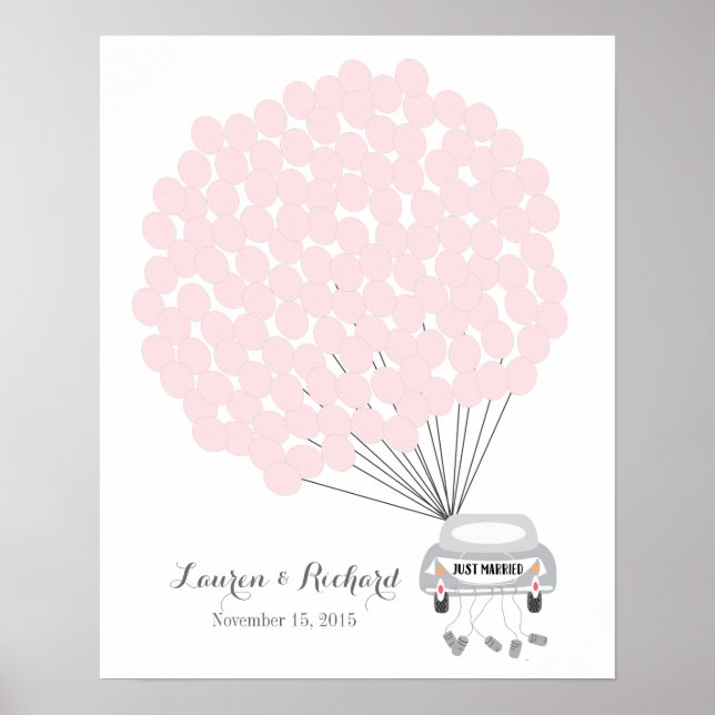 Póster Alternativa de libro de bodas con globos rosados (Frente)
