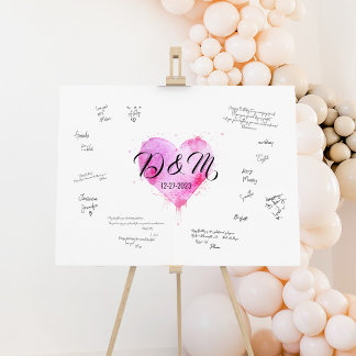Póster Alternativa de libro de bodas, Rótulo de firmas