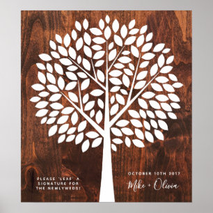 Póster Alternativa de libro de invitado de Boda de árbol 