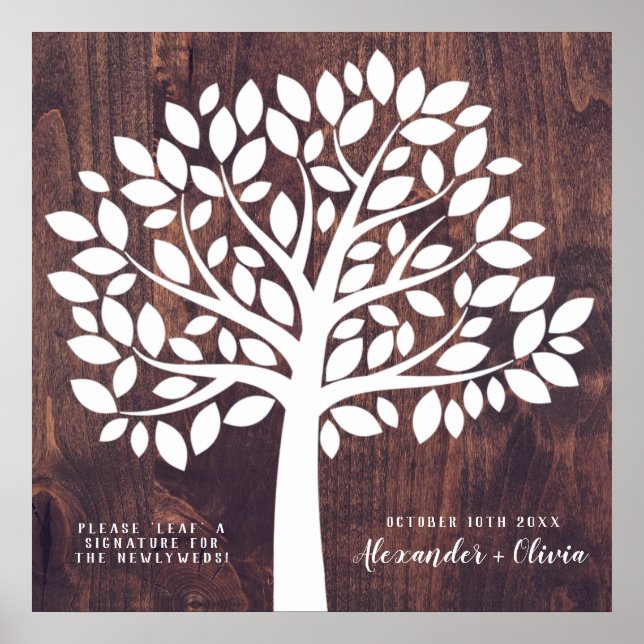 Póster Alternativa de libro de invitado de Boda de árbol  (Frente)
