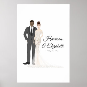 Póster Alternativa de libro de invitado de Boda de pareja